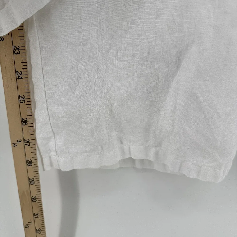Quince Linen Pants Womens 14 White Pleated Wide Leg Solid